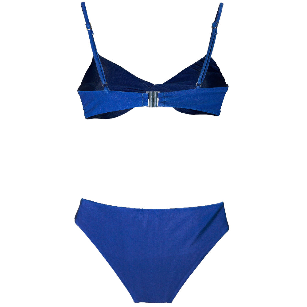 Blue bikini set on a white background
