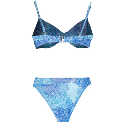 Blue coral bikini set on a white background