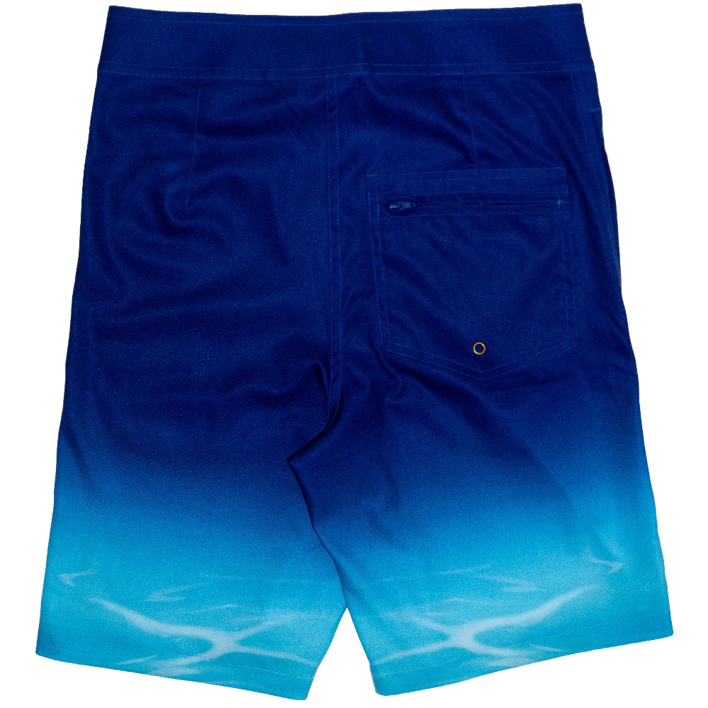 Blue gradient shorts on a white background