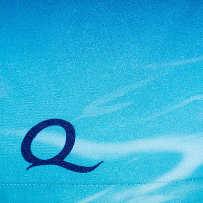 Blue letter 'Q' on a blue background