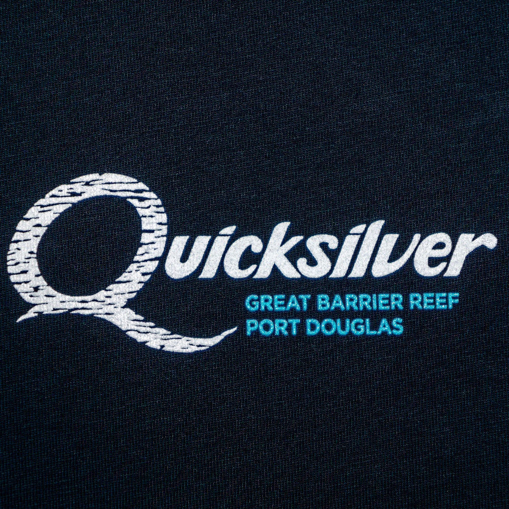 Quicksilver logo on a black background