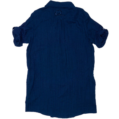 Blue dress with short sleeves on a white background