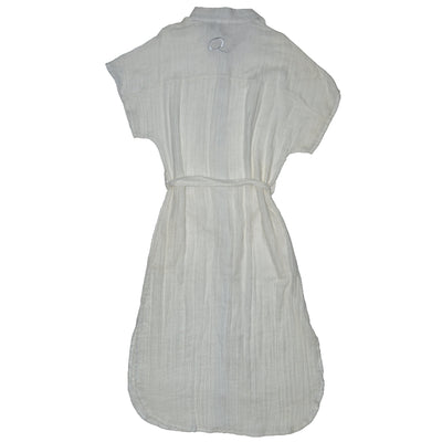 White dress with a belt on a white background