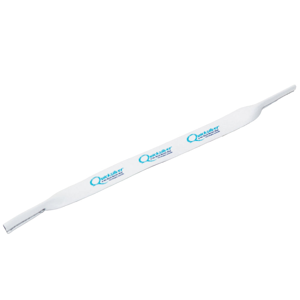 White strap with 'Quicksilver' branding on a white background